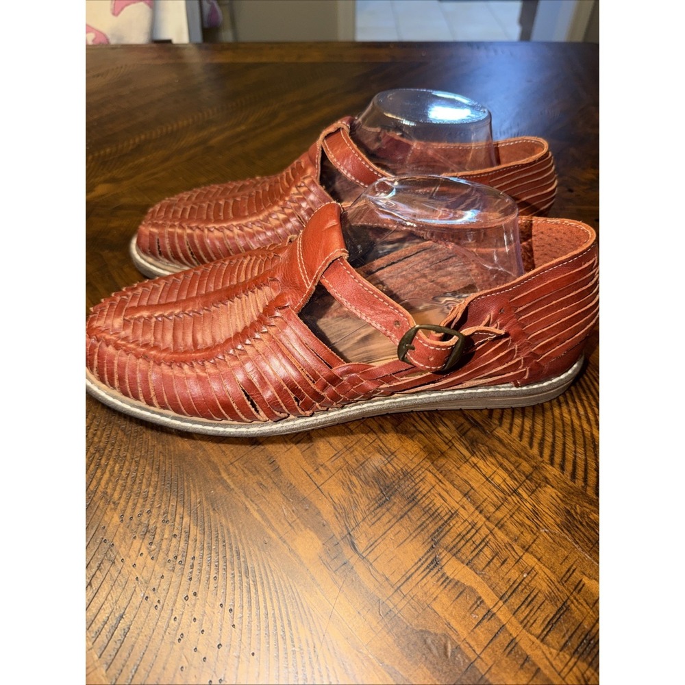 Sand Sandals Men's Closed Toe Leather Mexican Huarache Sandals Mocasin SZ 11.5